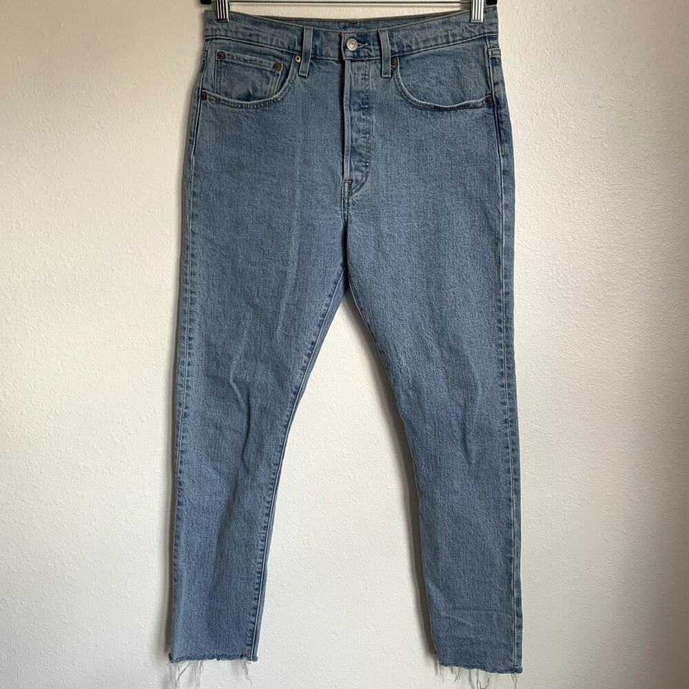 Levi's 501 Light Wash Raw‎ Hem Skinny Jeans